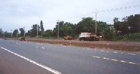 A four-lane highway in Nang Rong getting paved.