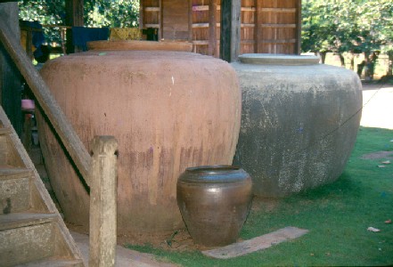 Some Nang Rong Households store rainwater in giant jugs