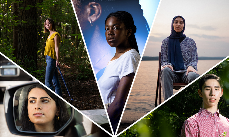 Amelia Maani, Alexis Siegler, Stephanie Forlemu, Sara Ahmed, and Samuel Kornylak Five of the 2023 Carolina Population Center summer undergraduate interns: Amelia Maani, Alexis Siegler, Stephanie Forlemu, Sara Ahmed, and Samuel Kornylak. (photos by Caroline Bittenbender | composite by Corina Prassos)